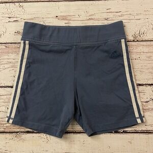 Adidas Womens High Waist Sport Shorts UK 12/14 Medium Navy Blue Cotton